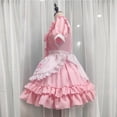 thumbnail image 4 of Puntoco Vestido De Manga Corta Con Cuello En V, Ropa De Juego Para Mujer, Traje De Mucama Cosplay, Vestido De Princesa Rosa M, 4 of 6