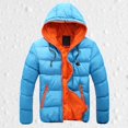 thumbnail image 2 of Kureaily Padded Hoodie Men's Casual Winter Color Coat Collision Zipper Men's Coats, 2 of 8