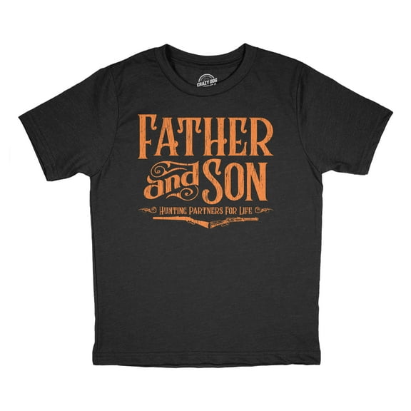 Youth Funny T Shirts Father and Son Hunting Partners for Life Sarcastic Fathers Day Graphic Tee for Kids