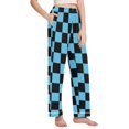 thumbnail image 2 of Dailycode Women's Pajama Pants Wide Leg Lounge Pj Bottoms With Pockets Black Blue Checked, 2 of 7