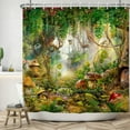 thumbnail image 3 of Fantasy Mushroom Shower Curtain Spring Enchanted Forest Shower Curtain Set Magic Waterproof Polyester with Hooks 72x72 inch, 3 of 6