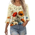 thumbnail image 1 of Hauts pour Femmes 2025 Blouses d'Été Mode Imprimé St. Patrick Style Ethnique Décontracté Imprimé Col Rond Chandail à Capuchon avec Chapeau Blouses pour Femmes Manches 3/4, 1 of 6
