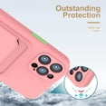 thumbnail image 2 of Compatible with iPhone 13 Pro Max Wallet Case Silicone Phone Cover with Card Holder Shockproof Scratch-Resistant Protective Card Case for iPhone 13 Pro Max-Pink, 2 of 6