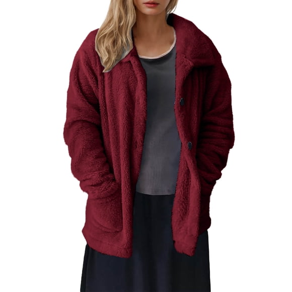 Womens Jean Jacket,Women's Winter Fuzzy Jacket Oversized Hooded Long Sleeve Coat Teddy Coat With Pockets