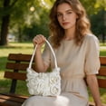 thumbnail image 5 of Floral Handbag for Women Flower Clutch, Trendy Crossbody Evening Bag for Cheongsam, Elegant Prom Party Purse with Handle, Lightweight Satin Flower Shoulder Bag for Wedding Guest, 5 of 9