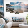 thumbnail image 1 of Gloomy Tropical Sunset Beach - Toile d'art de paysage marin extra large, 1 of 3