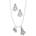 thumbnail image 1 of Delight Jewelry Silvertone Small Maid of Honor Heart Silver tone Zig Zag Christmas Tree Charm Necklace and Stud Earrings, 1 of 4