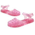 thumbnail image 6 of Xfvqtps Girls Jelly Sandals Closed Toe Cross Straps Hollow out Sequin Solid Color Hook and Loop Durable Non Slip Washable Lightweight Summer PVC Water Shoes for 2-6 Years Pink, 6 of 9