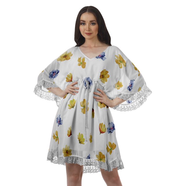 Moomaya Sorties de Plage Imprimées Femmes Grande Taille Robes d'Été pour Femmes Robe Courte