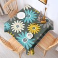 thumbnail image 4 of 60x60in(152x152cm) Square Tablecloth, Waterproof Polyester Table Cover, Wrinkle Resistant & Washable Fabric for Dining, Kitchen, Picnic, Daisy Flowers Print, 4 of 6