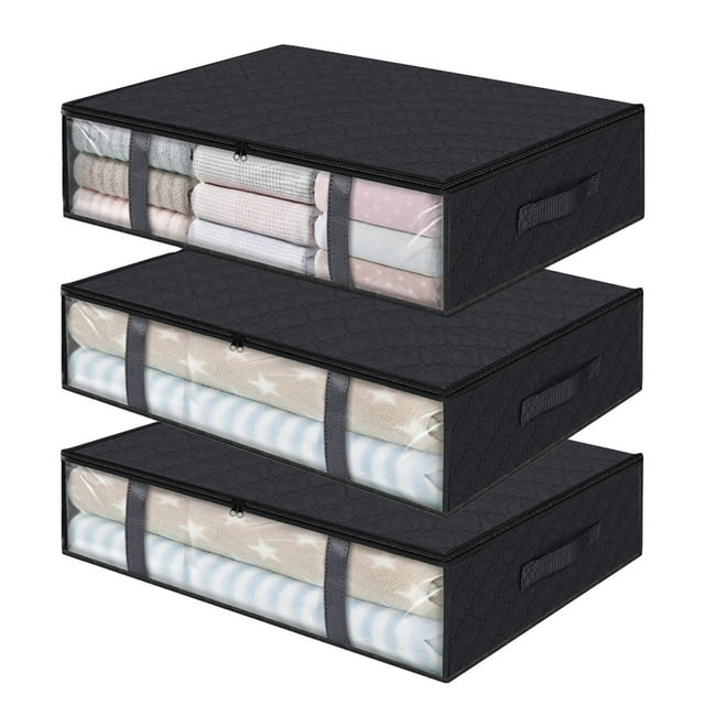 Kmbangi Clothes Storage Box, Under Bed Storage Containers with Durable Handles,Large Capacity Storage Bins for Clothes,Bedding and Toys