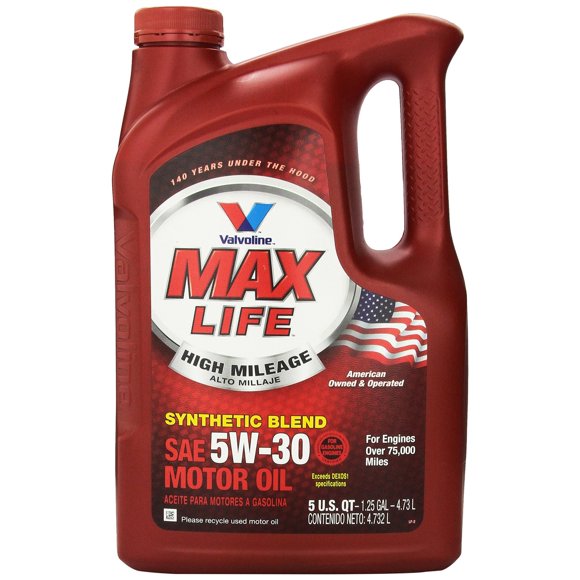 Valvoline 782256 Oil MaxLife (R) SAE 5W-30; Synthetic Blend; 5 Quart Jug; Single