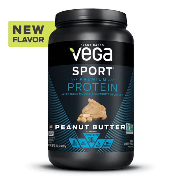 Vega Sport Premium Plant Protein Powder, Peanut Butter, 30g Protein, 1