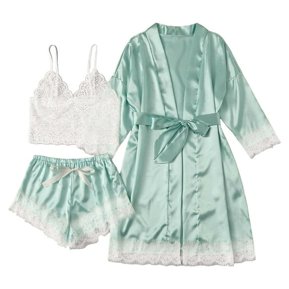 Sngxgn Pajama Set Womens Short Sleeve V Neck Shirt with Long Pant Soft Loungewear Pjs Set(Mint Green,L)