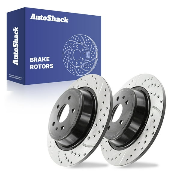 AutoShack Rear Brake Rotors for Ford & Lincoln, Fusion 2013-2020 Escape 2017-2019 MKC 2015-2019, AWD FWD L4 1.5L 2.0L 2.3L 2.5L - E-Coated Drilled & Slotted - ShadowGuard - 12.44" (316 mm), 5-Lug