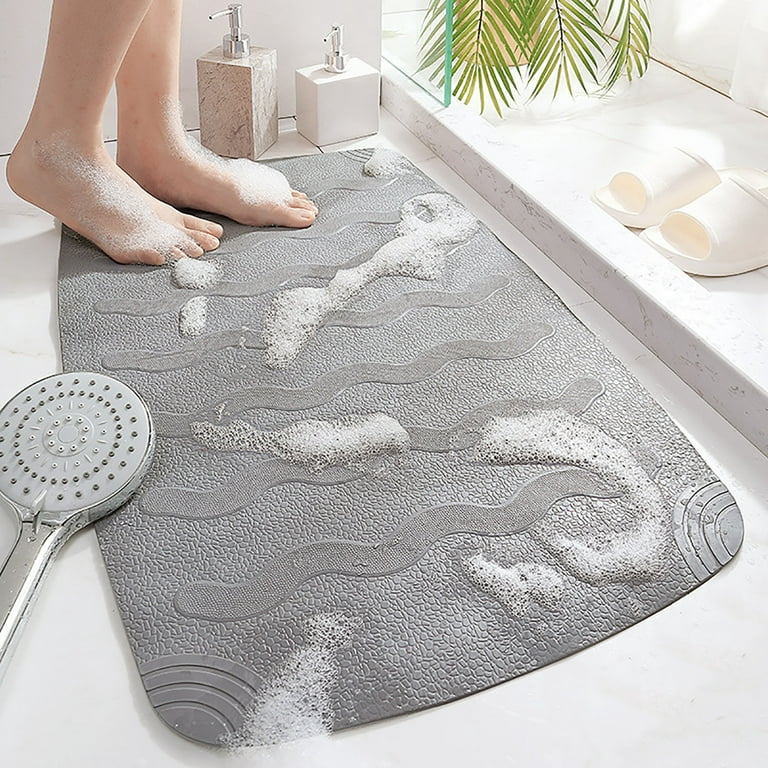 Shower Mat Extra Large Non Slip Mat For Elderly & Kids Bathroom Drain Holes  Strong Suction Cups 