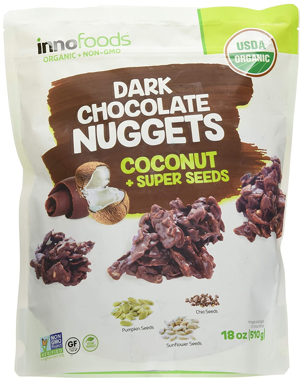 Innofoods Organic Dark Chocolate Nuggets with Coconut & Super Seeds