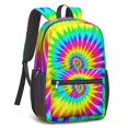 thumbnail image 2 of Pink and Yellow Tie Dye Pattern 17" Waterproof Oxford School Backpacks for Teens, S-Shape Padded Straps, for School, Travel, Hiking, Camping, 2 of 4