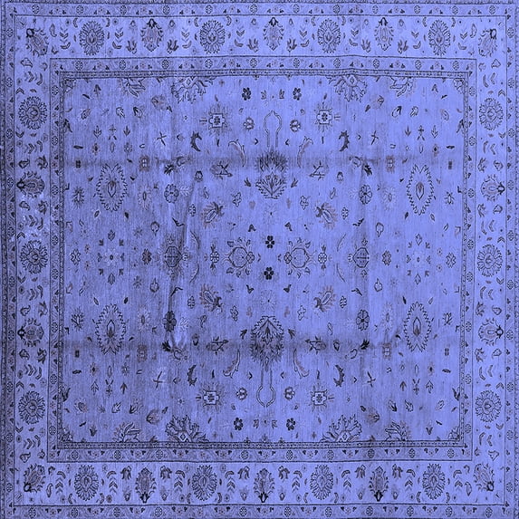 Ahgly Company Indoor Square Oriental Blue Industrial Area Rugs, 8' Square