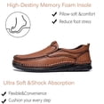 thumbnail image 3 of Mens Casual Moccasins Comfortable Breathable Non-slip Loafers Retro Lightweight Flat Driving Shoes Brown 9 US, 3 of 7