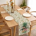 thumbnail image 3 of Pink Yellow Floral Table Runner - 108 Inch Long, Kitchen Dining Table Runner Dresser Scarves, Green Summer Botanical Rustic Farmhouse Decor for Coffee Tables Wedding Party Banquet, 3 of 8