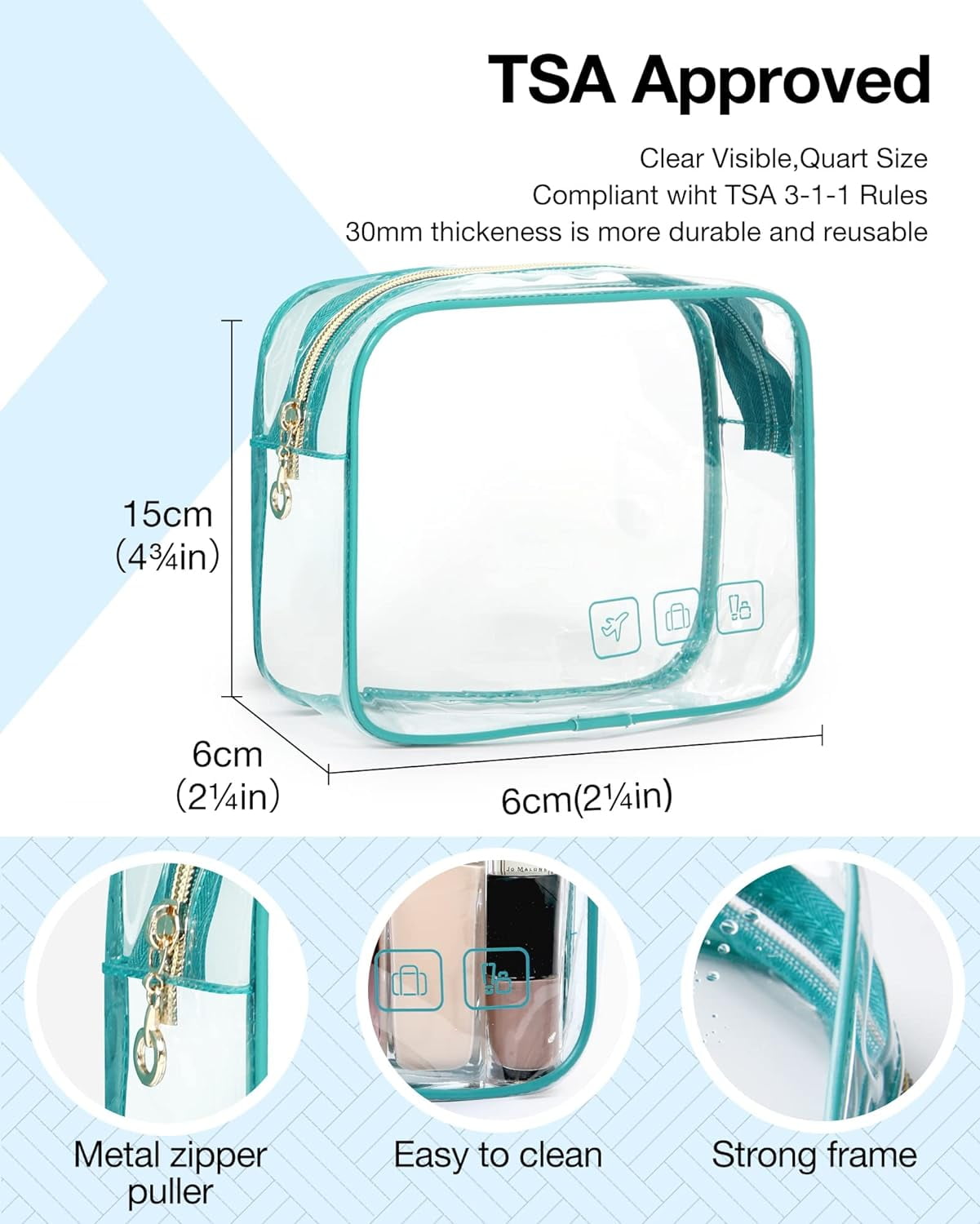 Toiletry Bag Hanging Travel Makeup Organizer with TSA Approved Transparent Cosmetic Bag Makeup Bag for Full Sized Toiletries, Medium-Black