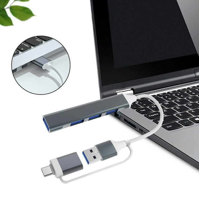 NARABB Mini Type-c Hub Extensions, 4 Port USB 3.0 Hub, 2.0 Hub, Type-c Adapter Station, Slim Portable Data Hub, Type-c Splitter Aluminum