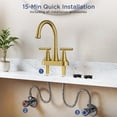 thumbnail image 3 of TVOFEK Bathroom Faucet 4 inch, Brushed Gold Bathroom Sink Faucets fit 2 or 3 Holes with Pop up Drain and cUPC Hoses for Vanity RV Restroom Laundry, 3 of 13