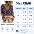 thumbnail image 5 of Women's Boho Printed Blouse,3/4 Sleeve Lace-Up V-Neck Peasant Top Summer,Ruffle Blouse, 5 of 7