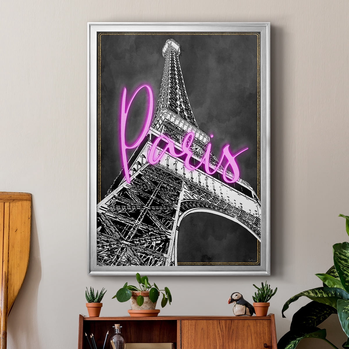Neon Nights In Paris Premium Classic Framed Print - Ready to Hang