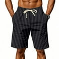 thumbnail image 4 of DPTALR George Men's Linen Shorts, Casual Lightweight Drawstring Shorts Elastic Waist Short Pants with Pockets #Black Big and Tall Men L, 4 of 9