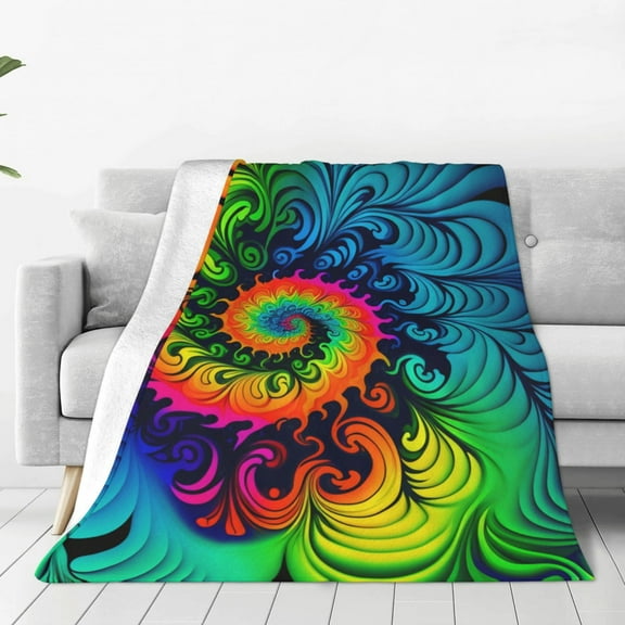 Tie Dye Psychadelic Colorful Throw Blanket Super Soft Lightweight Cozy Fluffy Plush Blanket for Bed Couch Sofa Chair 40x30