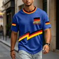 thumbnail image 7 of Soccer Cup 2026 Jersey for Men, Crew Neck Short Sleeve Deutschland Lightning Bolt Graphic Tee with Waffle Knit Texture - Breathable Performance Top for Match Day & Gym Blue XXXXL, 7 of 7