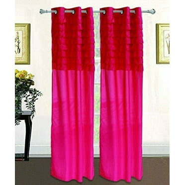 Ruffled Pleated Window Curtain Grommet Solid Panel
