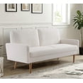 thumbnail image 5 of Xukmct 3 Seater Loveseat Sofa with Wood Legs, Upholstered Velvet Sofa Couch Living Room, Home, Apartment, Office, Ivory White, 5 of 8