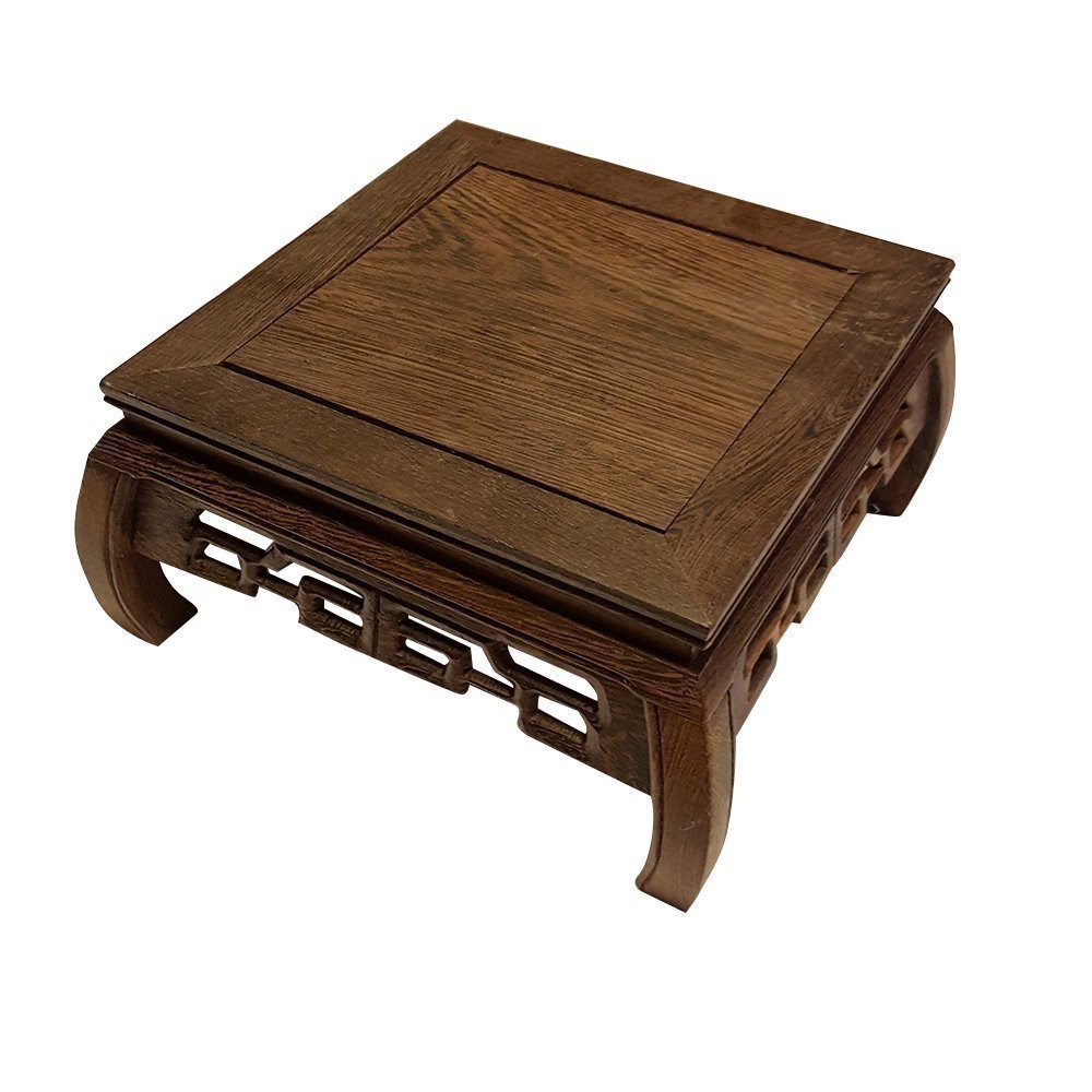 Handcrafted Rosewood Oriental Vase Stand | 12-Inch Asian Home Decor