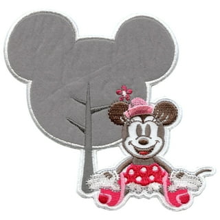Iron on patches - MINNIE MOUSES OVAL Disney - pink - 8,8x6cm -  Application Embroided badges