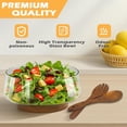 thumbnail image 4 of Extra Large Glass Salad Bowl Set - Party Salad Bowls with Acacia Wood Base and Serving Utensils - Elegant and Practical Kitchen Must-Have, 4 of 7