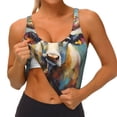 thumbnail image 4 of Lsque Oil Painting Flower Cow Printed Women'S Sports Bra, Compression, Moisture Wicking, High-Impact Sports Bra For Women,Supportive sports bra-Large, 4 of 9