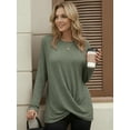 thumbnail image 4 of OALUXE Long Sleeve Shirts for Women Dressy Casual Tunic Tops Crewneck Front Twist Blouses, 4 of 7