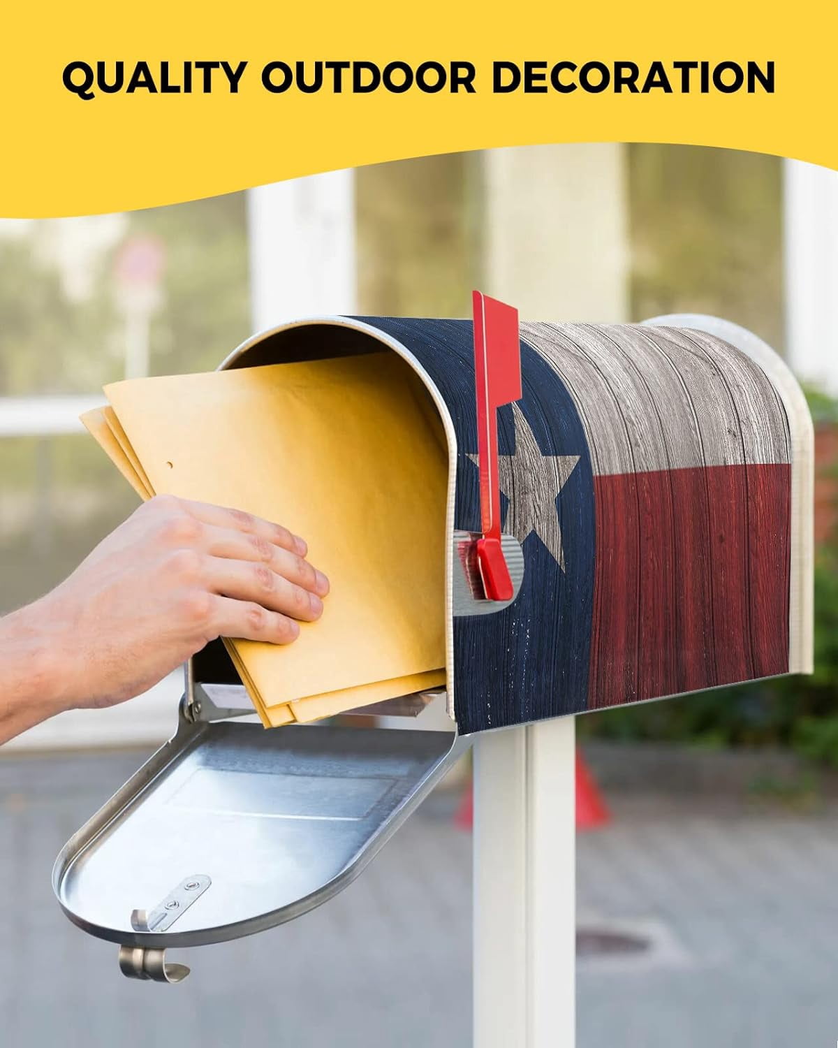 Mailbox Cover Magnetic Mailbox Wraps, Vintage Wood Texas Flag Mailbox Covers Standard Size 18x21 Inch Mail Wrap Post Letter Box Decoration for Outdoor Gardern Yard