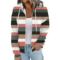 thumbnail image 5 of Usmixi Winter Womens Sweatshirt Coat Hooded Sweatshirt for Women Casual Drawstring Zip up Striped Print Hoodies Coat Tops Fall Loose Lightweight Long Sleeve Pocket Outerwear Up to 65% off, 5 of 7