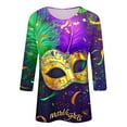 thumbnail image 3 of YueHuiYing Mardi Gras Shirts for Women Outfits Mardi Gras Outfit for Women Mask Graphic Printed 3/4 Sleeve Carnival Shirt, 3 of 3
