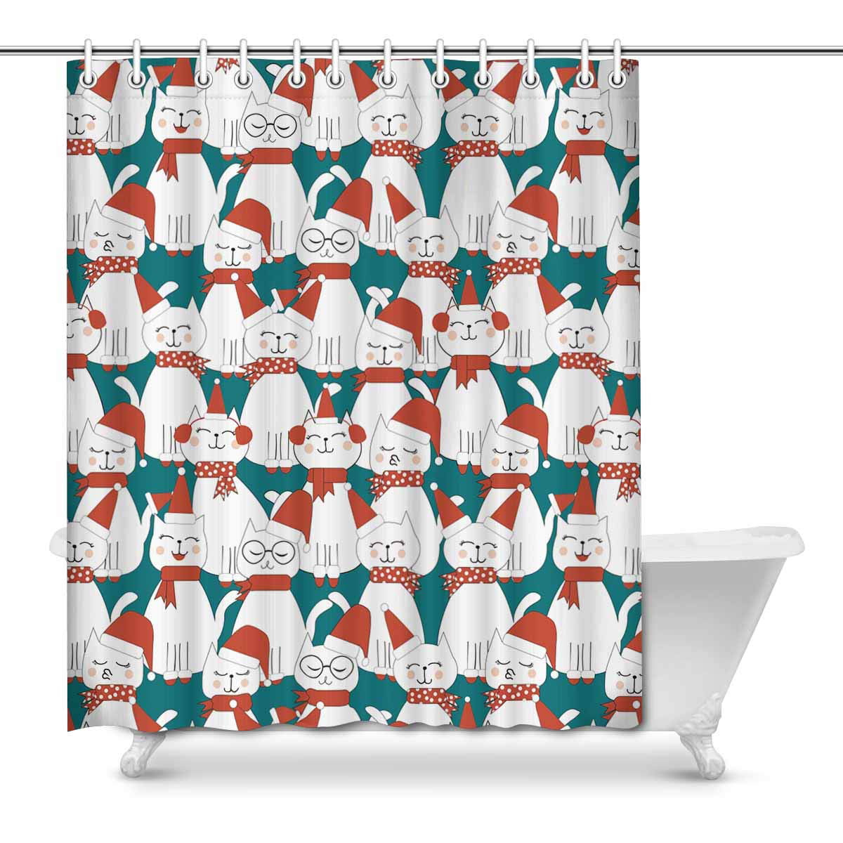 Snoopy Happy Christmas Custom Print Shower Curtain Size 48x72 60x72 66x72 Inch 