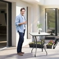 thumbnail image 2 of 27" Square Bistro Table Garden Dining Table Outdoor Tempered Glass Table,Black Steel Garden Outdoor Patio Patio Sets, 2 of 5