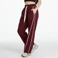 thumbnail image 3 of RUTAYY Women's Casual Pants Straight Wide Leg with Side Stripes Comfortable Everyday Wear Stretchy Soft Fabric Flowy Vacation Playful Trousers, 3 of 9
