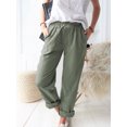 thumbnail image 4 of Women's High Waisted Casual Pants Cotton Linen Straight Pant Elastic Waist Loose Comfy Trousers with Pockets, 4 of 4