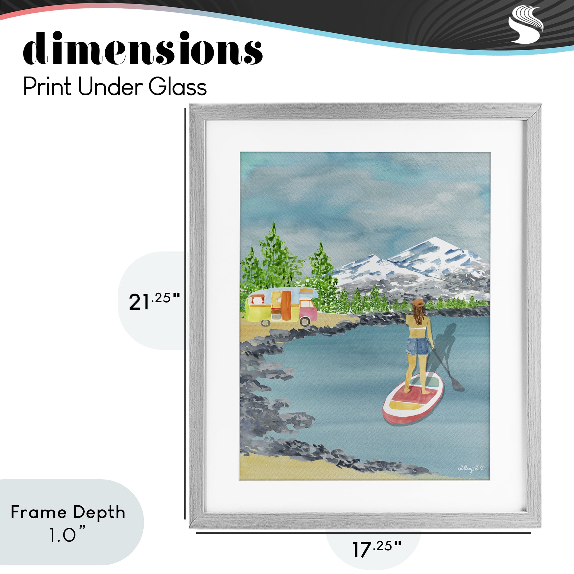 Stupell Industries Lake Tahoe Paddle Boarding Gray Framed Print Under Glass, design by Hillary Holt