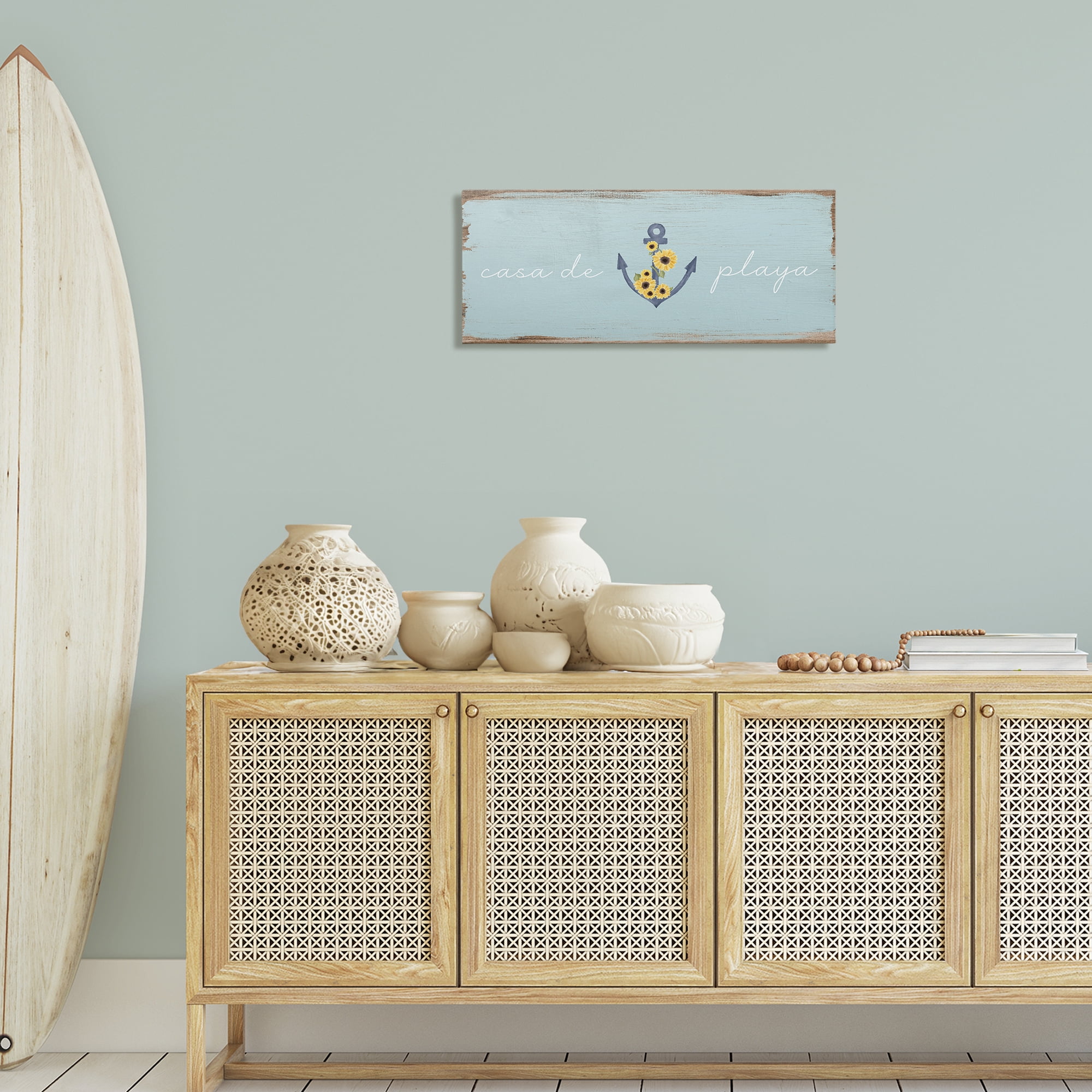 Stupell Industries Casa de Playa Nautical & Beach Painting Wrapped Canvas Art Print Wall Art, 30 x 13
