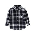 thumbnail image 1 of Gibobby Blusas De Manga Larga Para Niños Chaqueta de franela para niños pequeños, a cuadros, de manga larga, con solapa y botones, para bebés, niños y niñas, con bolsillos, ca(Gris, 4-5 Años), 1 of 3